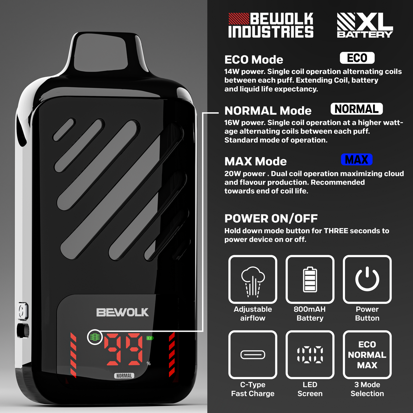 Bewolk XL Device 2, Battery Pack