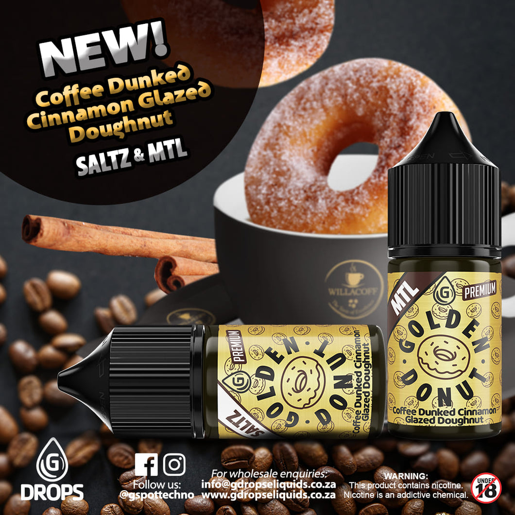 G-Dropz Golden Donut Coffee Dunked Donut MTL 12mg 30ml