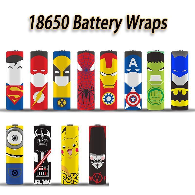 Cartoon Super Hero Battery Wraps 18650 Assorted