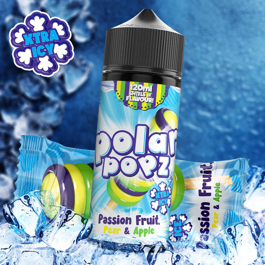 Vapology Polar Popz Passion Fruit, Pear, Apple Xtra 120ml 2mg